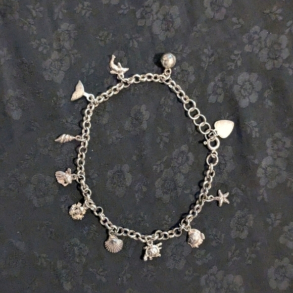 8" 925 Sterling Silver Mini Sea Creature Ocean Charm Bracelet - Picture 11 of 11